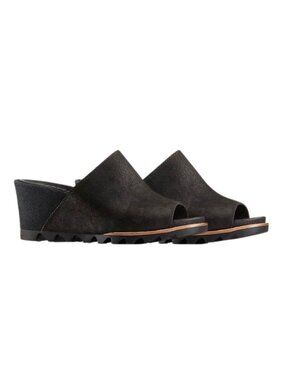 Sorel Joanie Mule II Leather Wedge Sandals – Black